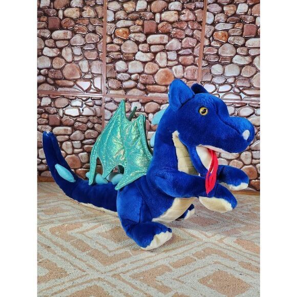 Vintage Pre-owned Royal Blue 19" FAO Schwarz Plush Dragon #A29 - Picture 2 of 8